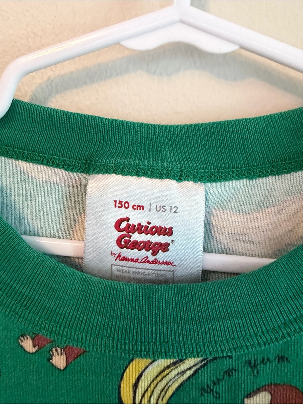 Hanna Andersson Green Curious George Kids Pajama Set - Picture 3 of 4
